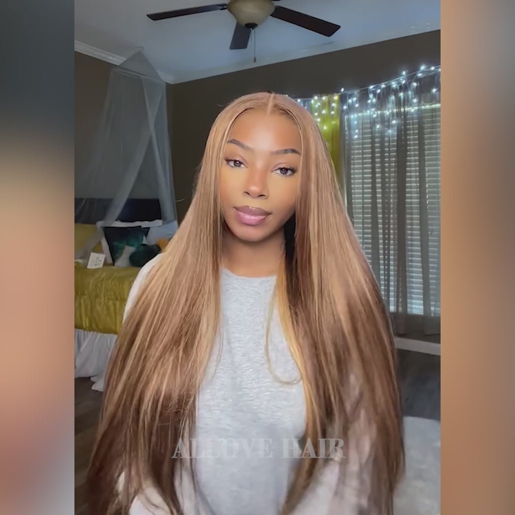Bleached Knots Wear Go Wig | PPB Highlight Brown Silky Straight Glueless 13x4 Lace Front Wigs