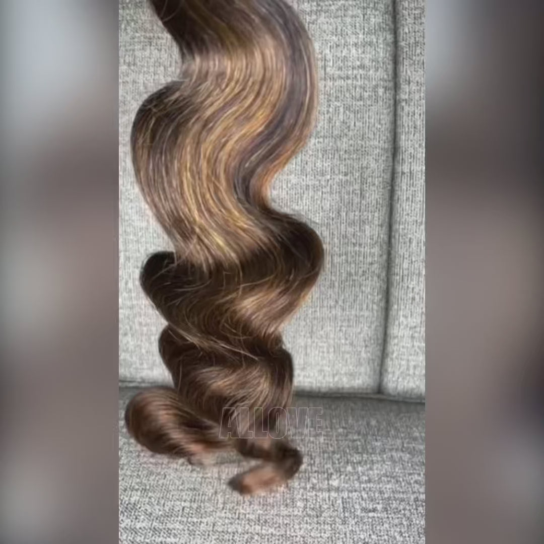 Allove Hair #FB30 Brown Balayage Highlight Body Wave Human Hair Bundles