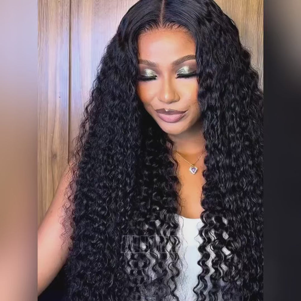 Allove Hair 32'' Long Deep Wave Human Hair Bundles Natural Looking For Daily Use