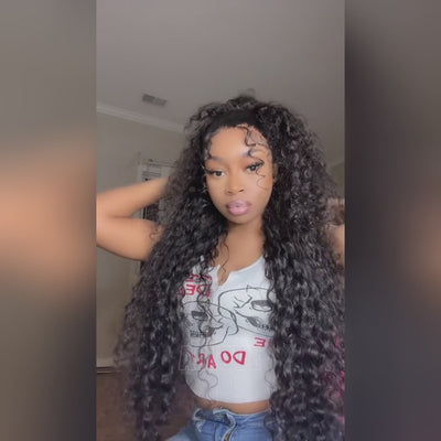 Long 32Inch HD 13x4 Glueless Lace Front Wig Water Wave Transparent Lace Wig Human Hair Wigs No Glue