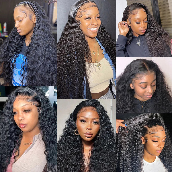 Brazilian Human Hair Water Wave 3 Bundles With 13*4 Lace Frontal Closure