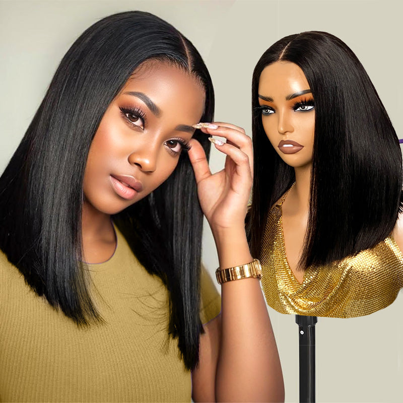 200% Density Silky Blunt Cut Bob Wigs All-Day Comfort 5x5 Glueless Wigs with Super Natural Hairline - AlloveHair