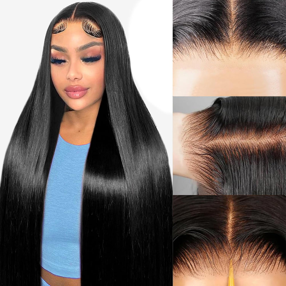 【Save Big】200% Density Straight Hair Wig 5X5 HD Lace Front Wig with Pre Plucked Hairline - AlloveHair
