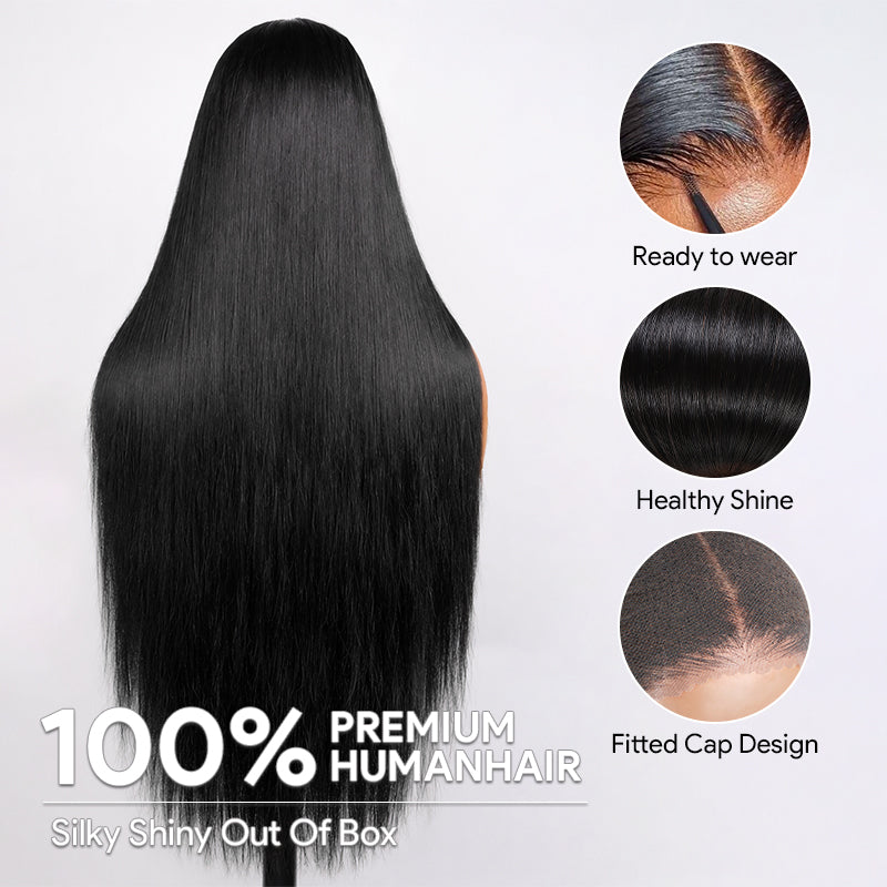 Glueless 5x5 HD Lace Front Wig 30 32 inch Long Straight Human Hair Wigs 250% Density Lace Wigs