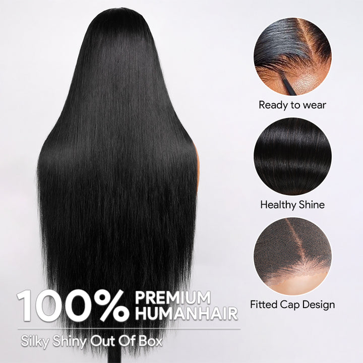 Glueless 5x5 HD Lace Front Wig 30 32 inch Long Straight Human Hair Wigs 250% Density Lace Wigs