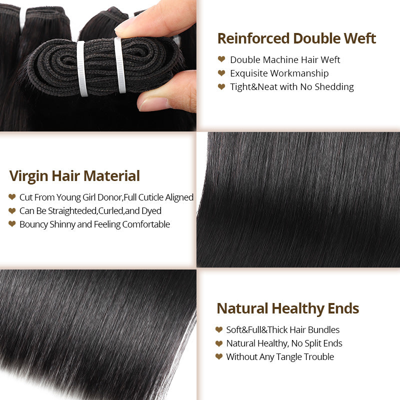 1B/613 Blonde Bundles Peekaboo Highlight Straight Human Hair Weave 15A 100% Virgin Human Hair - AlloveHair