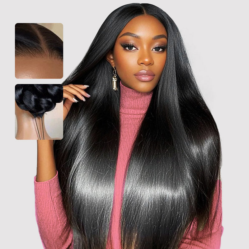 Allove Pull Go Drawstring Glueless Wig 13x6 Full Lace Front Wig Virgin Straight Human Hair - AlloveHair