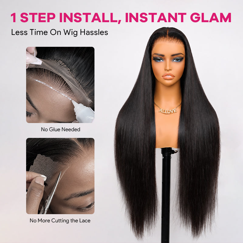 Glueless 5x5 HD Lace Front Wig 30 32 inch Long Straight Human Hair Wigs 250% Density Lace Wigs
