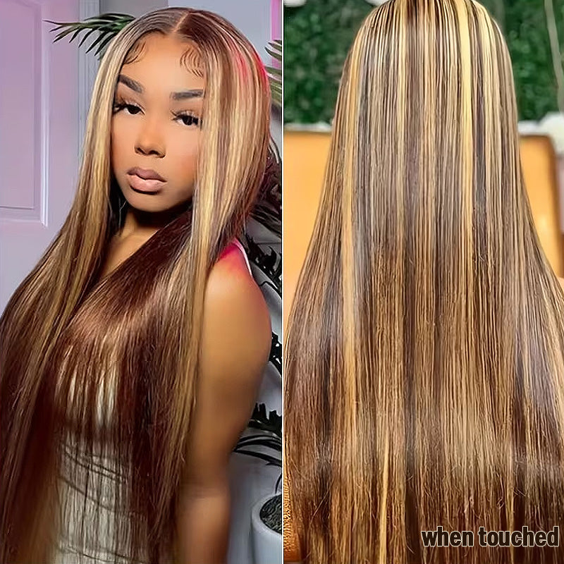 Highlights Piano Color #4/27 Straight And Body Wave 5*5 Glueless Ready To Go Wig 200% Density Thick Hair