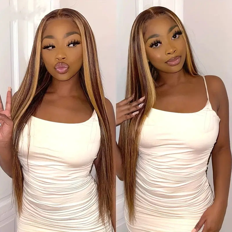 Honey Blonde Ombre Hair 4x4  Transparent Lace Closure Wig Straight/Body Wave Human Hair Wigs