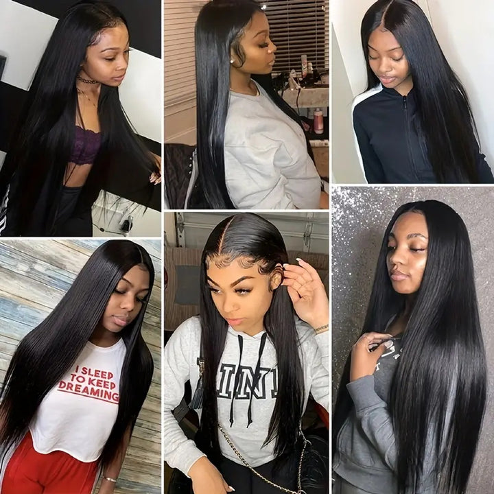 Malaysian Bone Straight Sew In Virgin Hair 3 Bundles with HD 13*4 Lace Frontal Closure