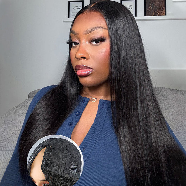 No Leave Out Glueless V Part Straight Wig Ultra Thin Part Human Hair Wig - AlloveHair