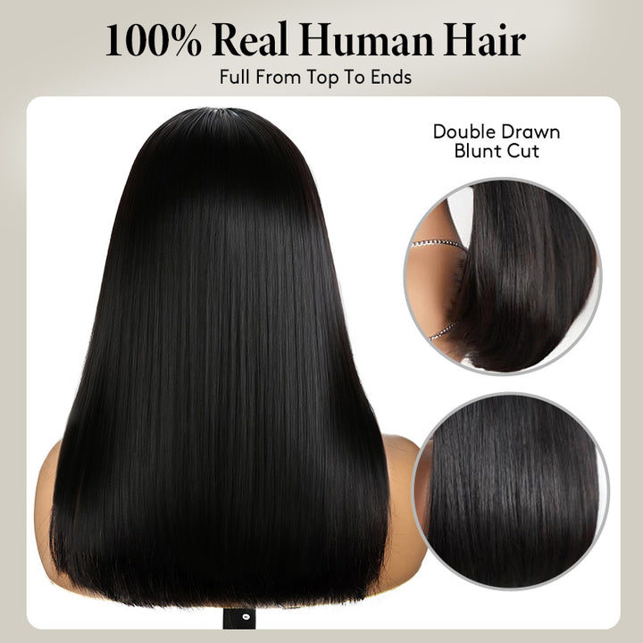 200% Density Silky Blunt Cut Bob Wigs All-Day Comfort 5x5 Glueless Wigs with Super Natural Hairline - AlloveHair