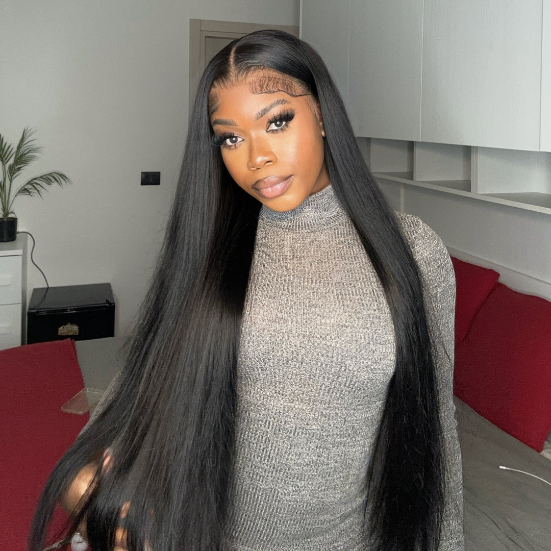 30'' Long 13*4 Straight Hair Lace Front Wigs With Pre Plucked
