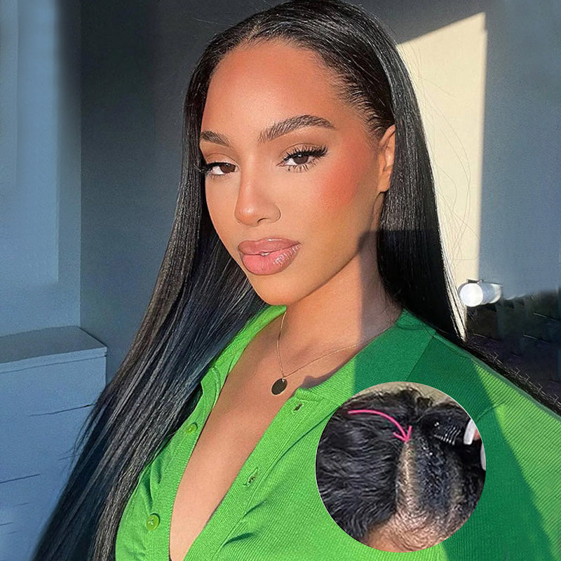 No Leave Out Glueless V Part Straight Wig Ultra Thin Part Human Hair Wig - AlloveHair