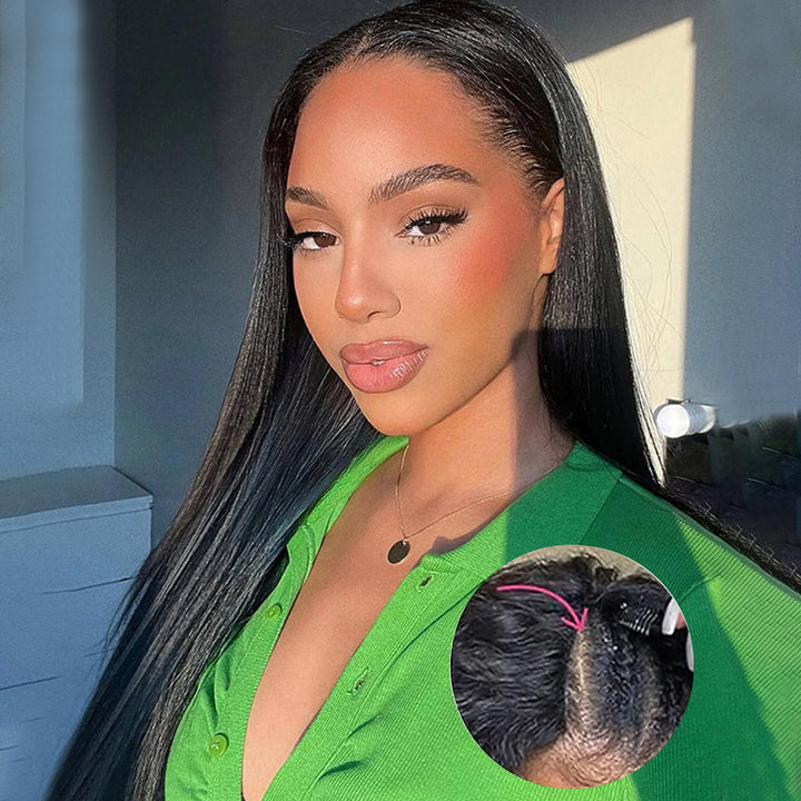 No Leave Out Glueless V Part Straight Wig Ultra Thin Part Human Hair Wig - AlloveHair