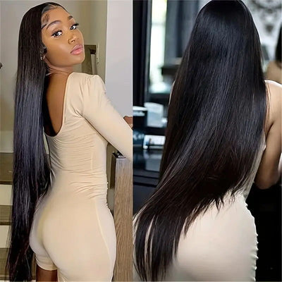 Allove 4x4 HD Lace Closure Glueless Wig Brazilian Straight Human Hair Lace Wigs For Women