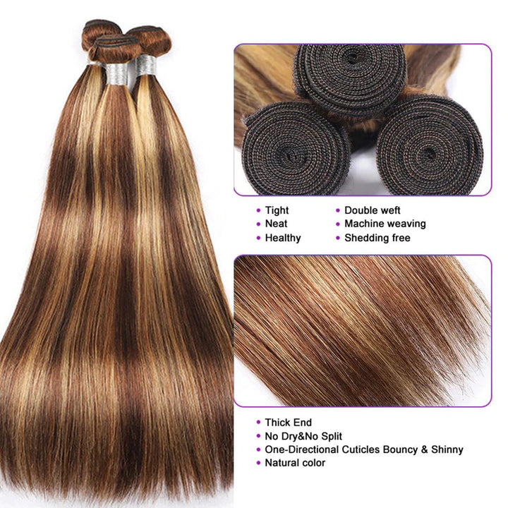 Allove Highlight Honey Blonde Color Brazilian Straight Human Hair Bundles