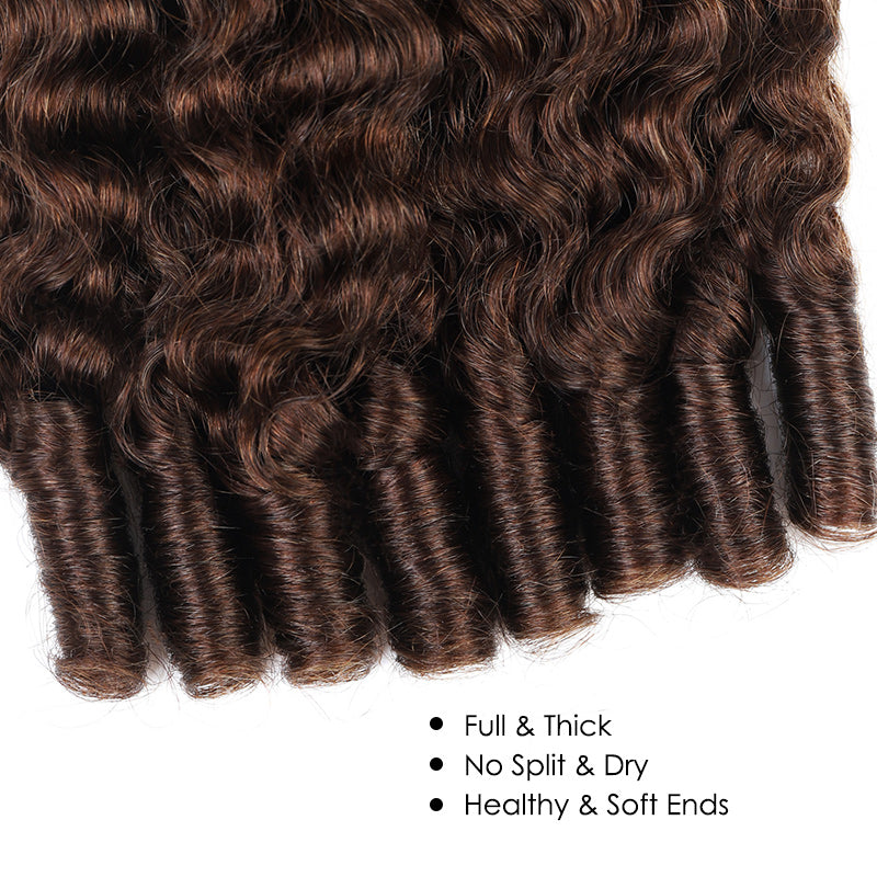 [Ship in 12Hours] Allove Premium Burmese Virgin Hair #4 Dark Brown Color Curly Hair Quick Weave 3/4 Bundles - AlloveHair