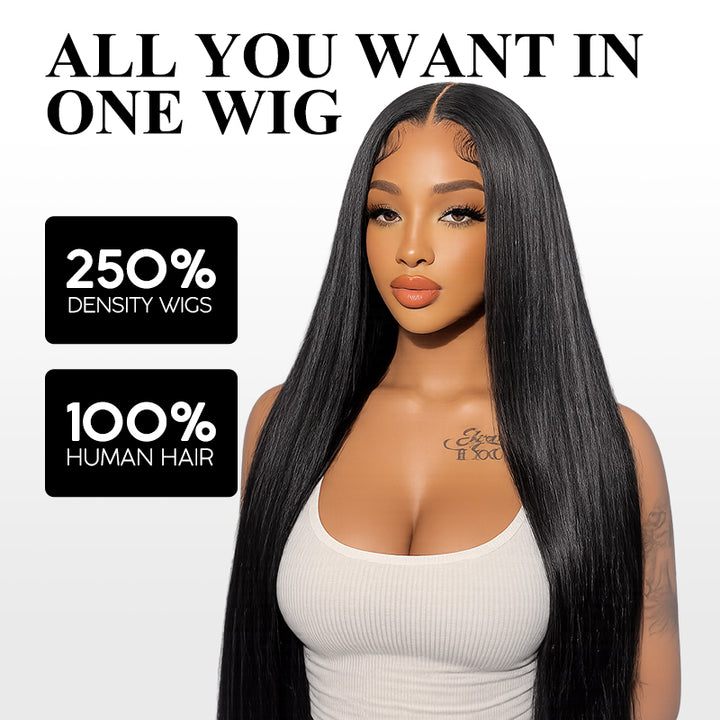 Glueless 5x5 HD Lace Front Wig 30 32 inch Long Straight Human Hair Wigs 250% Density Lace Wigs