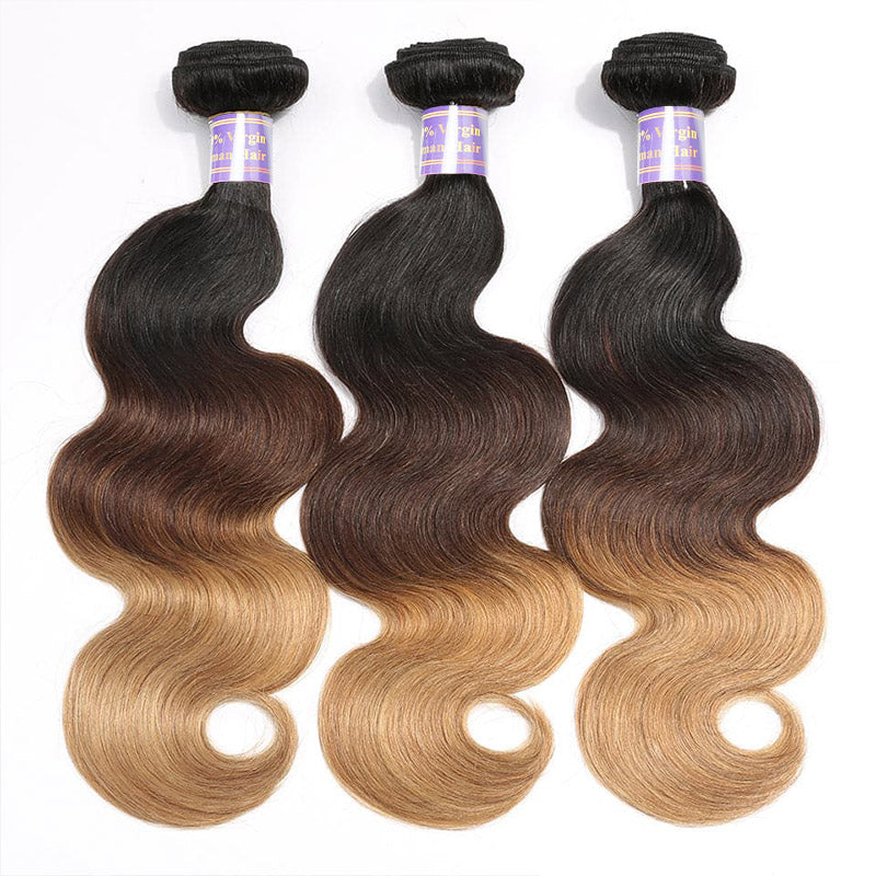 1B/4/27 Ombre Body Wave Virgin Human Hair 3 Bundles With 13x4 13x6 HD Lace Frontal Closure - AlloveHair