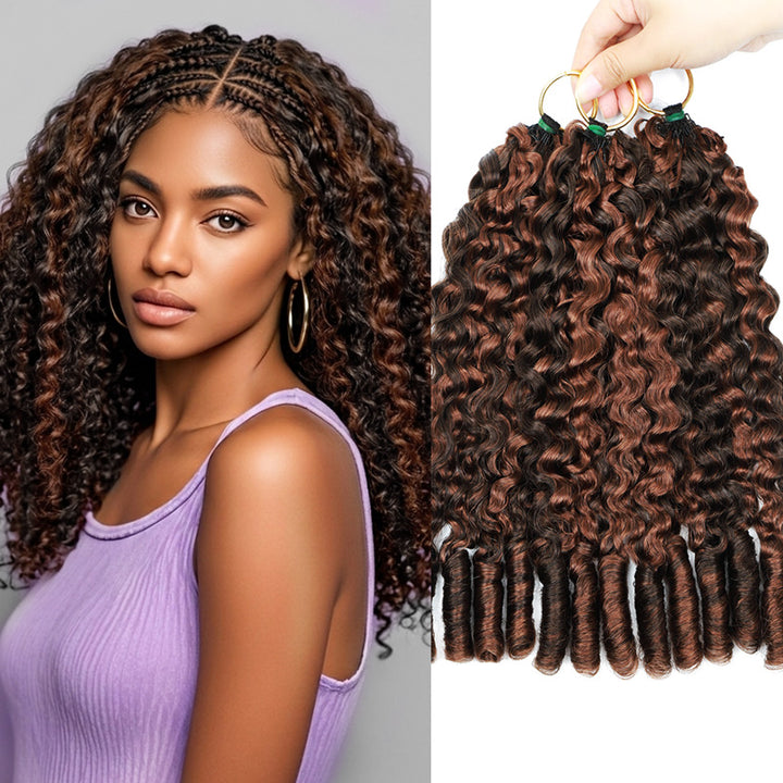 P4/30 Highlight Brown Burmese Curly Crochet Human Hair for Miracle Knots Pre-Separated 50g/Pack