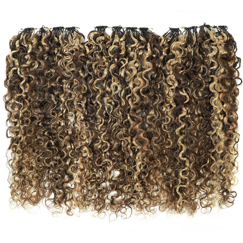 P4/27 Kinky Curly Feather Crochet Human Hair Highlight Boho Braids Crochet Weave Hair Extensions Pre Separated Hair Bundles