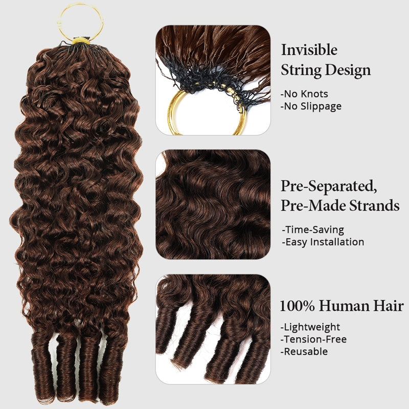 #4 Chocolate Brown Burmese Curly Feather Crochet Human Hair for Braiding No Weft Human Hair Extensions
