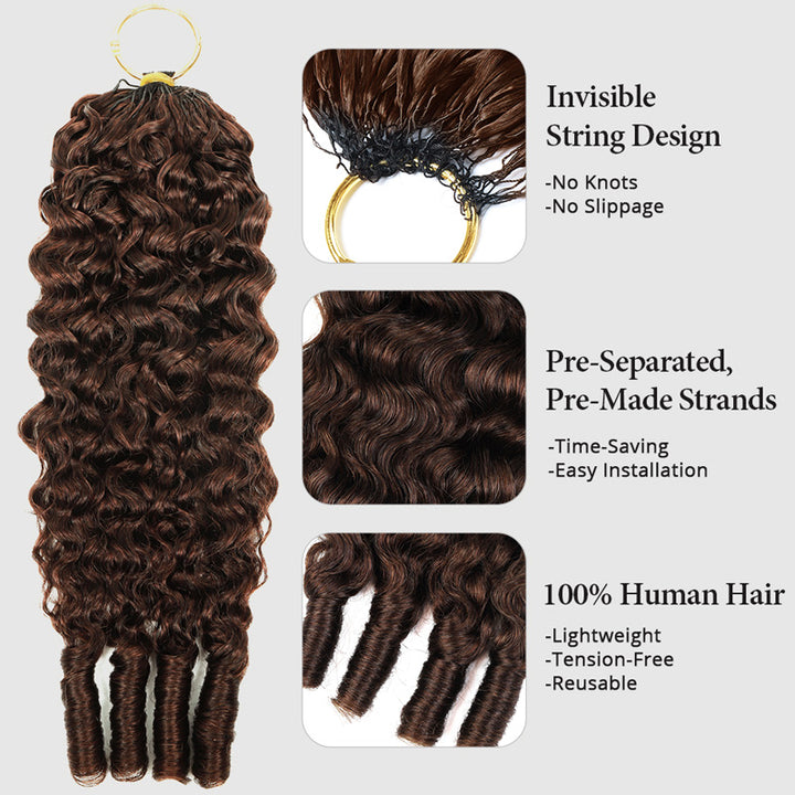 #4 Chocolate Brown Burmese Curly Feather Crochet Human Hair for Braiding No Weft Human Hair Extensions