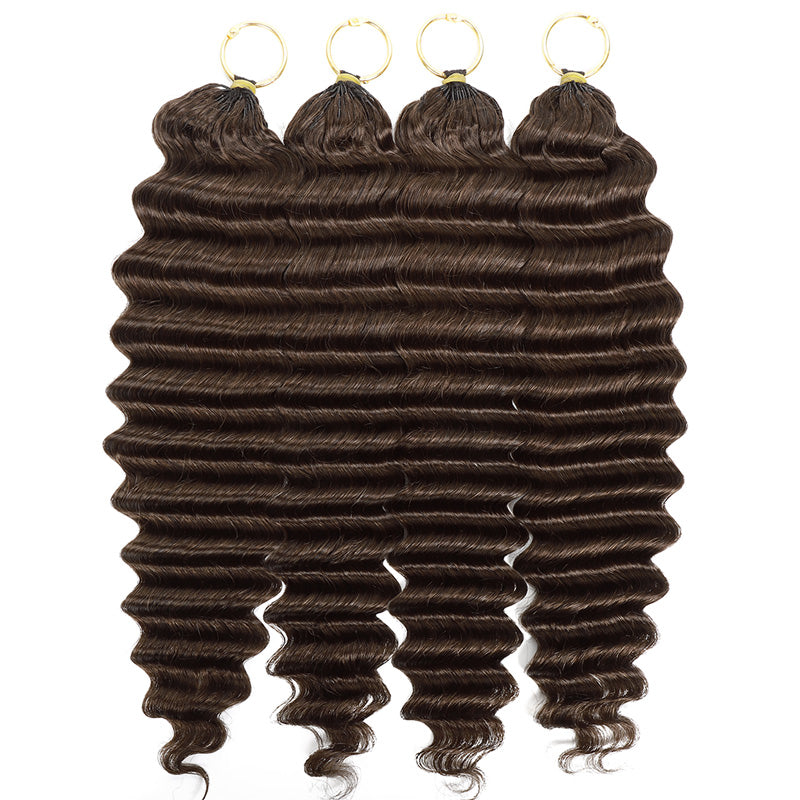 #4 Dark Brown Premium Deep Wave Crochet Human Hair for Miracle Knots Soft Defined Curls Easy Install