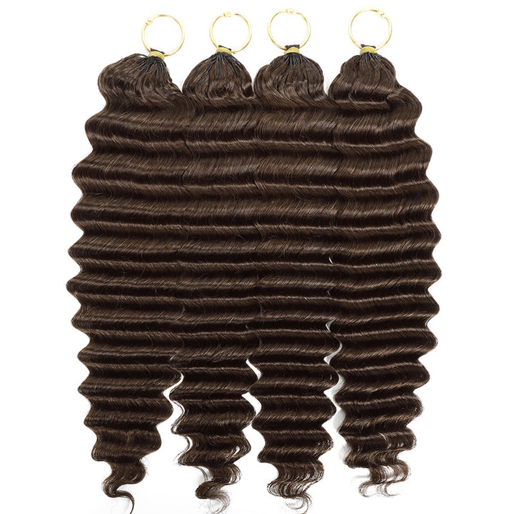 #4 Dark Brown Premium Deep Wave Crochet Human Hair for Miracle Knots Soft Defined Curls Easy Install