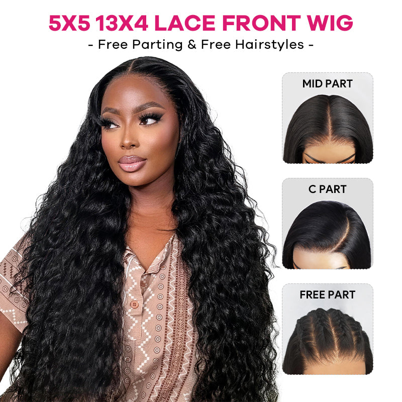 40 Inch Long Water Wave 5x5 13x4 HD Glueless Wigs 250% Density Wet And Wavy Human Hair Full Frontal Wigs for Women