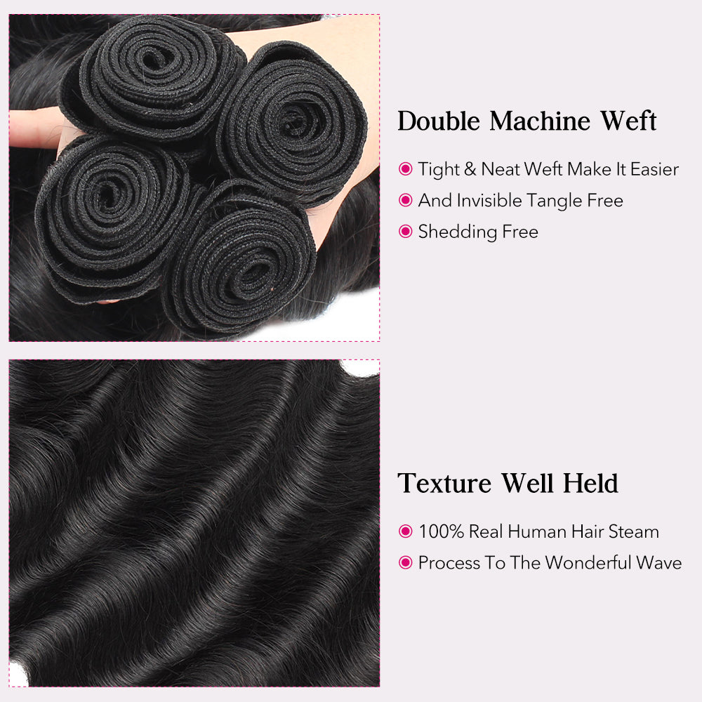 30-38 Inch Long Body Wave Hair Bundles for Sew In 100% Human Hair Weave for Black Women - AlloveHair