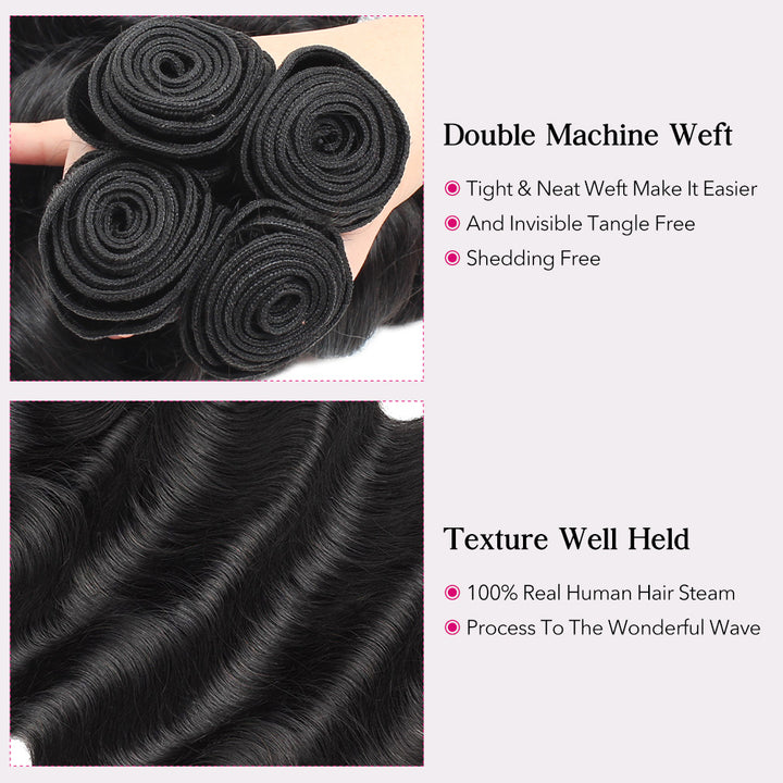 30-38 Inch Long Body Wave Hair Bundles for Sew In 100% Human Hair Weave for Black Women - AlloveHair