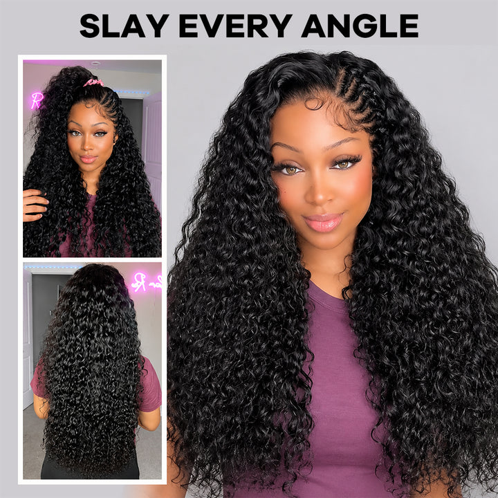 30 32 Inch Side Part Pre-Braided Water Wave 13x4 13x6 HD Lace Frontal Ready To Go Wigs 250% Density