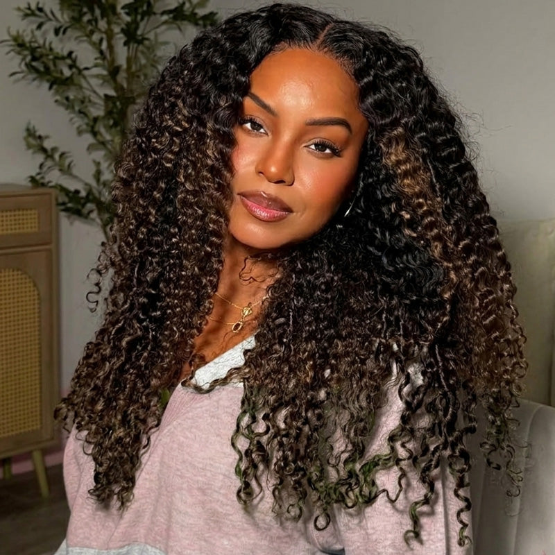 P1B/30 Burmese Curly Hair Bundles Highlight Ombre Color 100% Human Hair Bundles End with Spiral Curls 1 3 4 Hair Bundles Deal