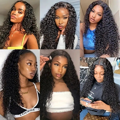 HD Transparent 4x4 Lace Closure Wig Brazilian Freetress Water Wave Human Hair Wigs for Women with Pre Plucked