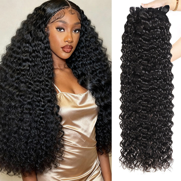 30-38 Inch Long & Thick Water Wave Hair Bundles Super Voluminous Human Hair Weave - AlloveHair