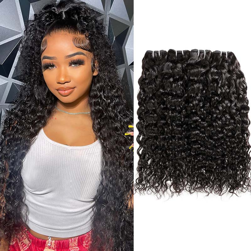 Allove Hair Brazilian Water Wave 4 Bundles Human Hair Extensions