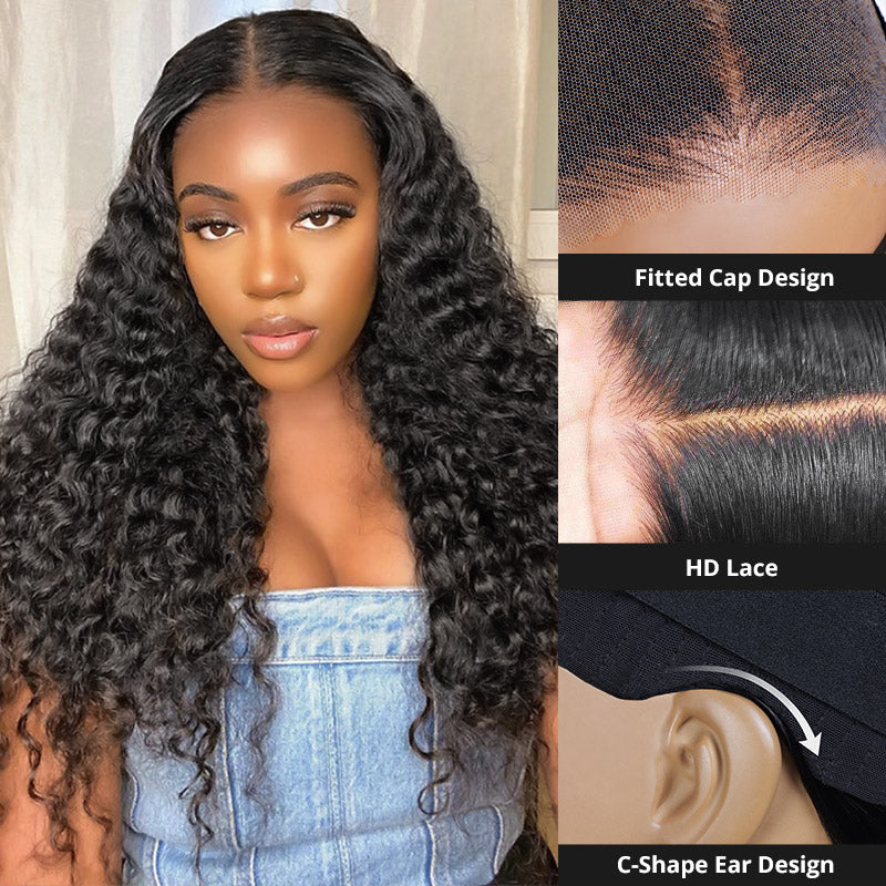 Allove Hair C-Shape Water Wave 4x4 Wear & Go HD Glueless Lace Wig
