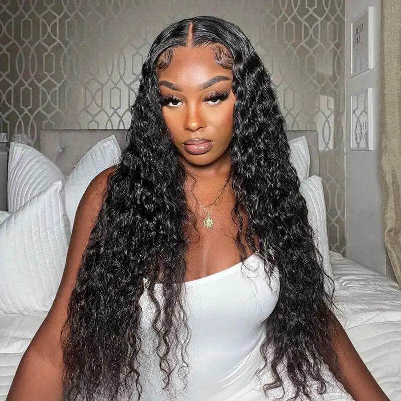 24 Inch = $185 | 13x6 HD Lace Frontal Water Wave Human Hair Wig 180% Density