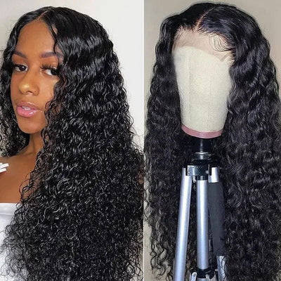 Brazilian 4x4 Water Wave Glueless HD Lace Closure Wig Human Hair Wigs With 3 Cap Sizes