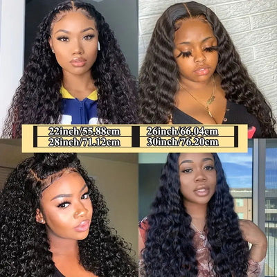 Long 32Inch HD 13x4 Glueless Lace Front Wig Water Wave Transparent Lace Wig Human Hair Wigs No Glue