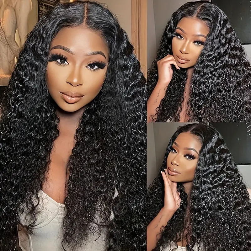 HD Transparent 4x4 Lace Closure Wig Brazilian Freetress Water Wave Human Hair Wigs for Women with Pre Plucked