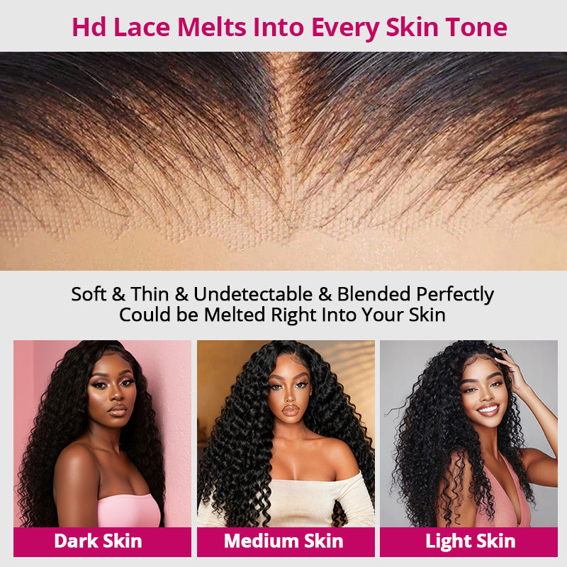 300% Density Long Water Wave 13x4 Lace Front Wig Pre Everything Glueless HD Lace Wigs