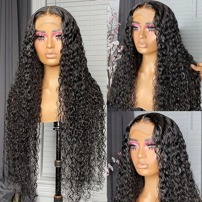 5x5 HD Glueless Lace Closure Wig Water Wave Transparent Lace Wig Human Hair Wigs With 3 Cap Sizes