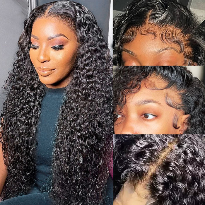 Allove Hair Undetectable Invisible 13x4 Lace Front Wig Brazilian Deep Wave Human Hair Wig with Pre Plucked