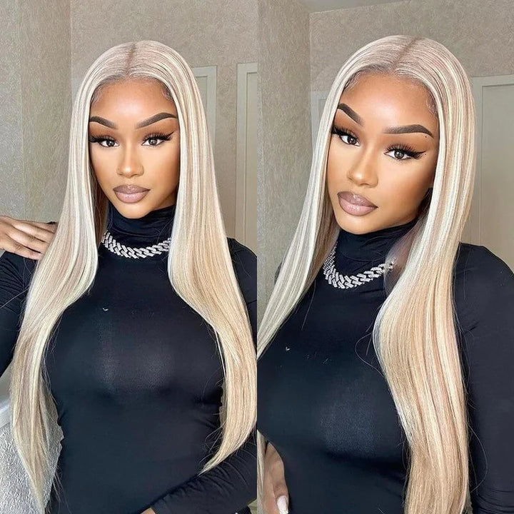 Allove Hair Barbie Blonde Wig With Brown Highlights #P10/613 Straight & Body Wave 13x4 Lace Front Wigs