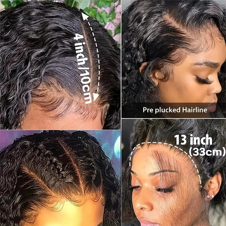 Overnight Shipping Glueless HD Transparent 13*4 Deep Curly Lace Front Human Hair Wigs 180% Density