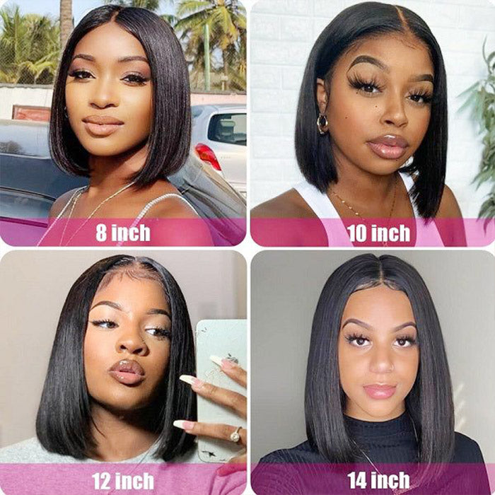 Allove Straight Hair Wig Short Bob 4*4 Lace Closure Wig 150% Density